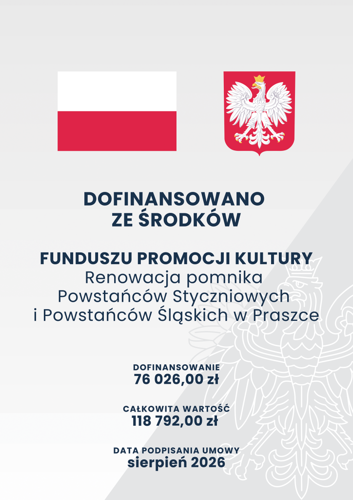 Grafika do informacji: Praszka: trwa renowacja pomnika Powstańców Styczniowych i Śląskich