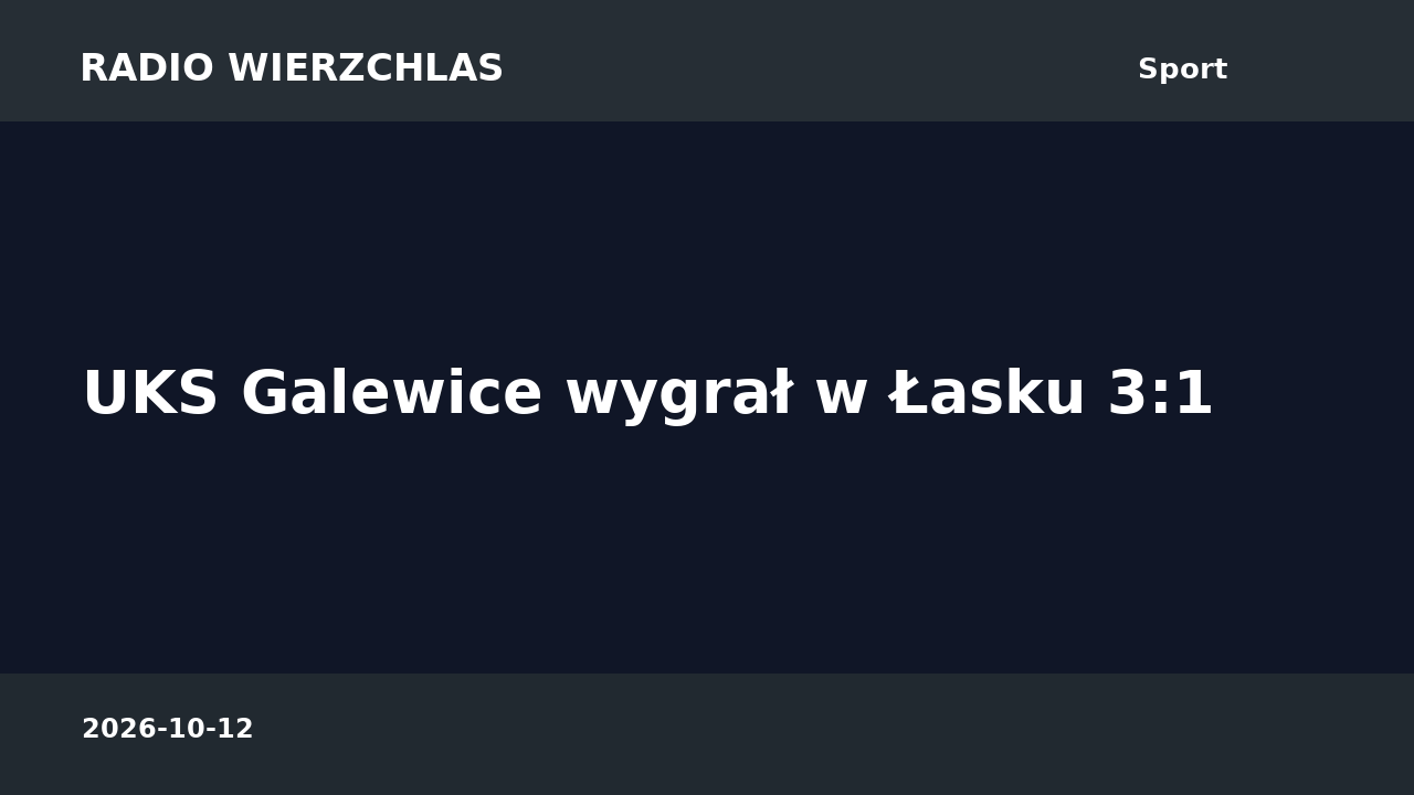 Grafika informacyjna Radio Wierzchlas: UKS Galewice wygrał w Łasku 3:1.
