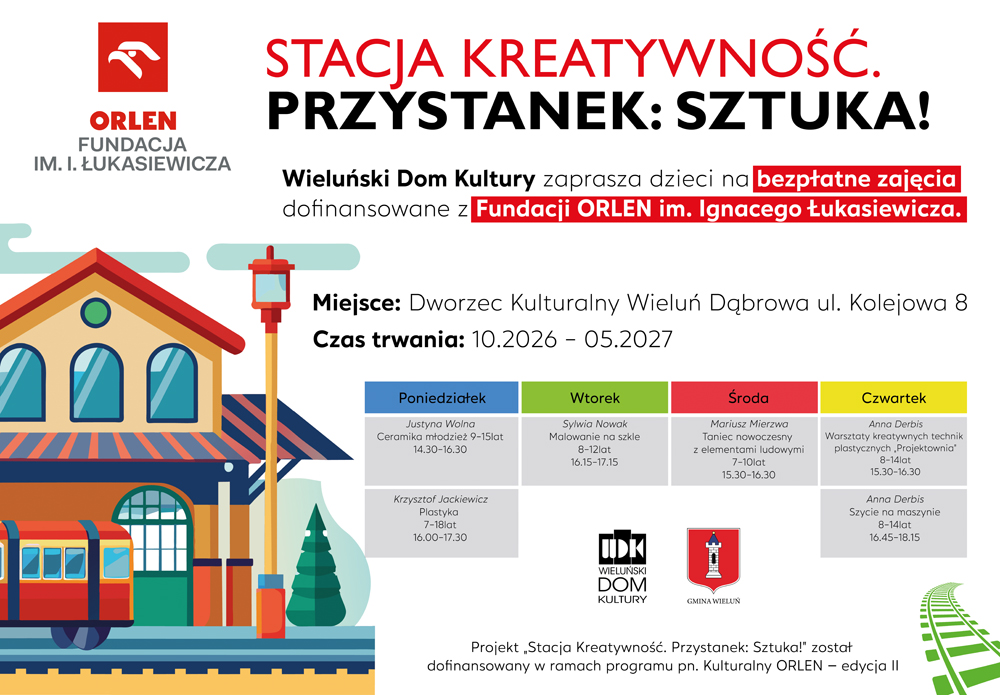 Stacja Kreatywność. Przystanek: Sztuka! – bezpłatne zajęcia artystyczne Wieluńskiego Domu Kultury