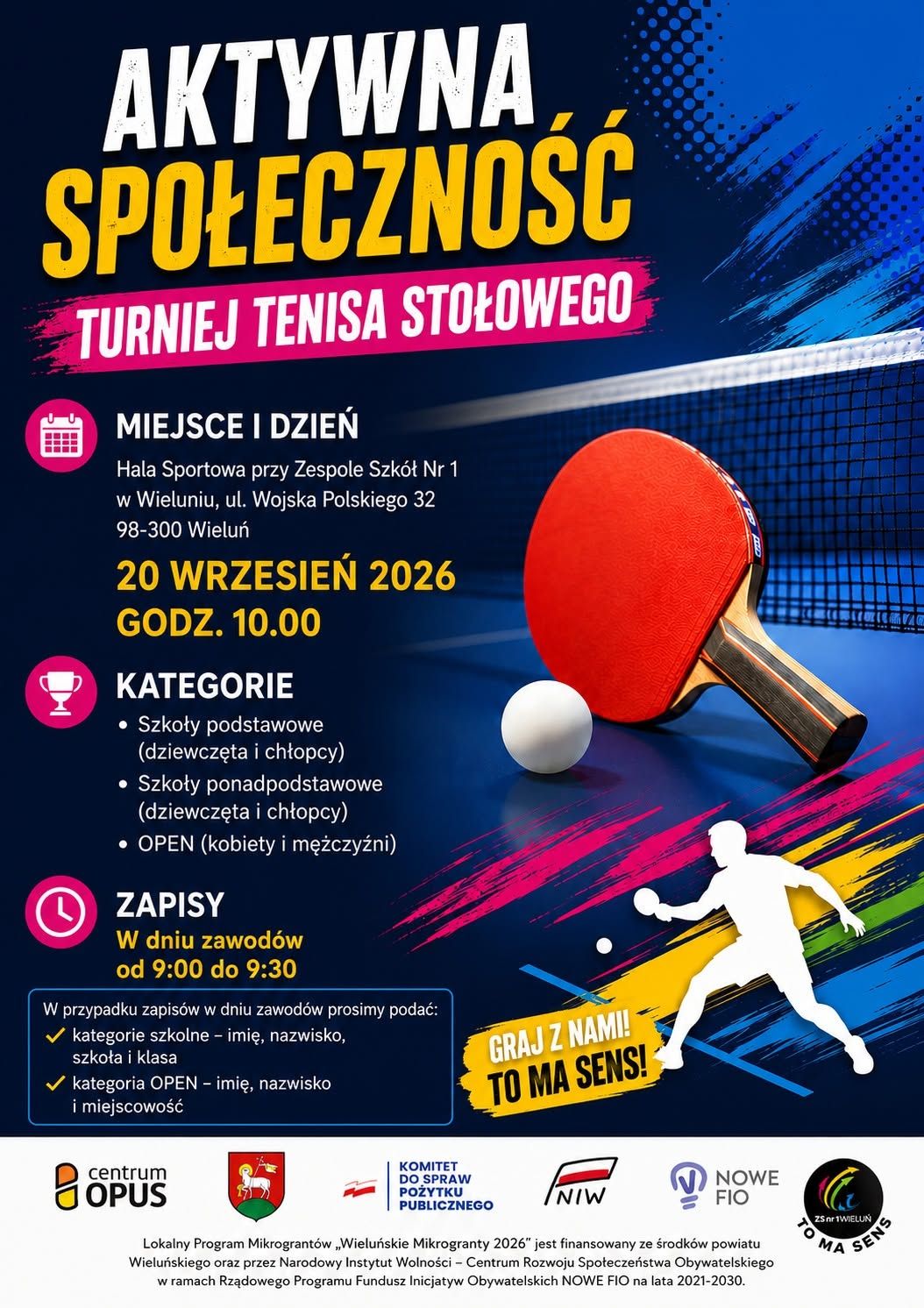 Grafika organizatora turnieju tenisa stołowego Aktywna Społeczność