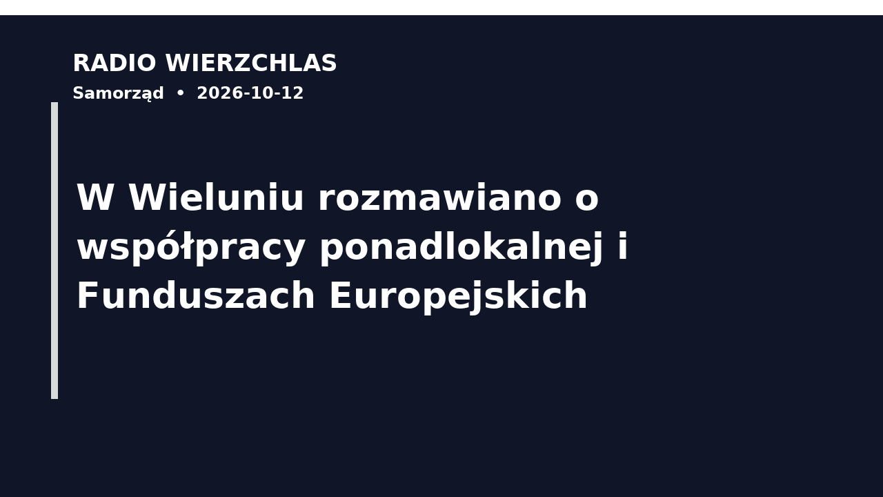 Grafika informacyjna Radio Wierzchlas: W Wieluniu rozmawiano o współpracy ponadlokalnej i Funduszach Europejskich.