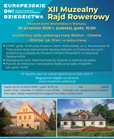 Grafika źródłowa do artykułu: XII Muzealny Rajd Rowerowy z Wielunia do Ożarowa. Zapisy do 22 września