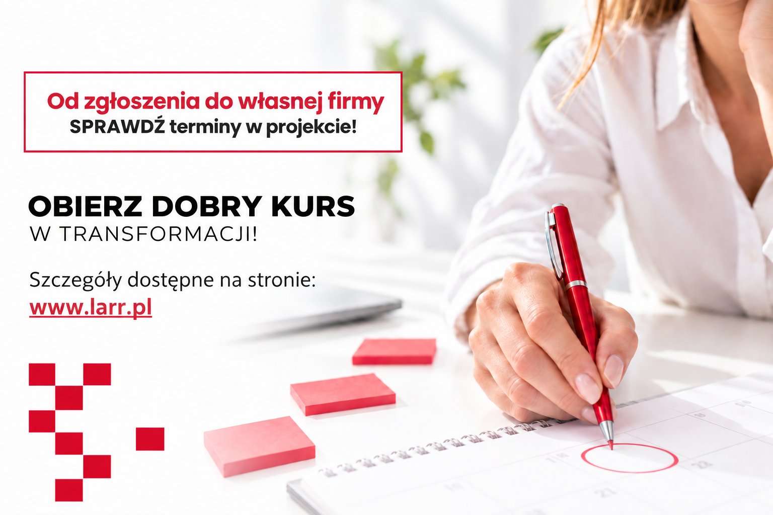 Oficjalna grafika projektu „Obierz dobry kurs w transformacji!” – Łódzka Agencja Rozwoju Regionalnego.