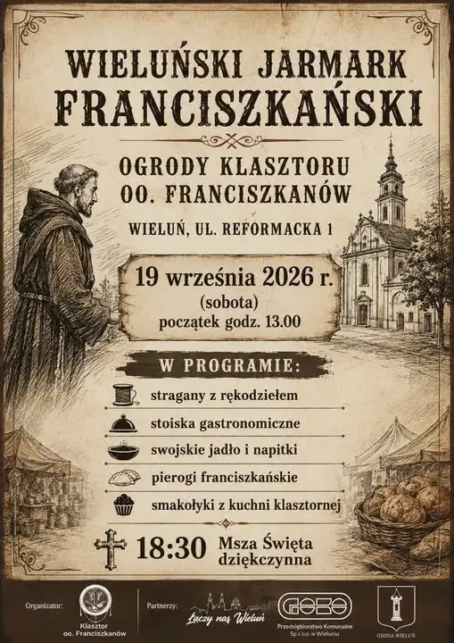 Grafika towarzysząca zapowiedzi: Wieluński Jarmark Franciszkański już 19 września