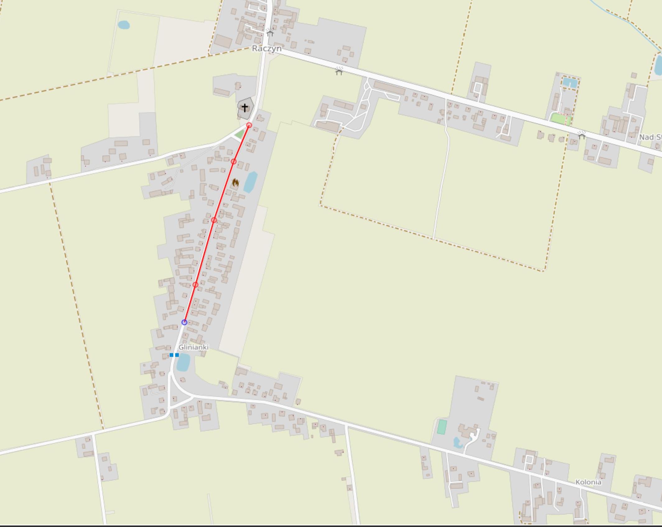 Mapa przebudowy dróg powiatowych w Raczynie