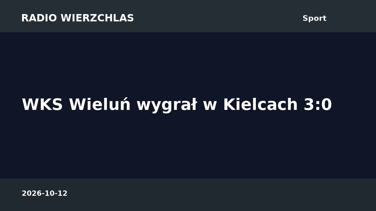 Grafika informacyjna Radio Wierzchlas: WKS Wieluń wygrał w Kielcach 3:0.