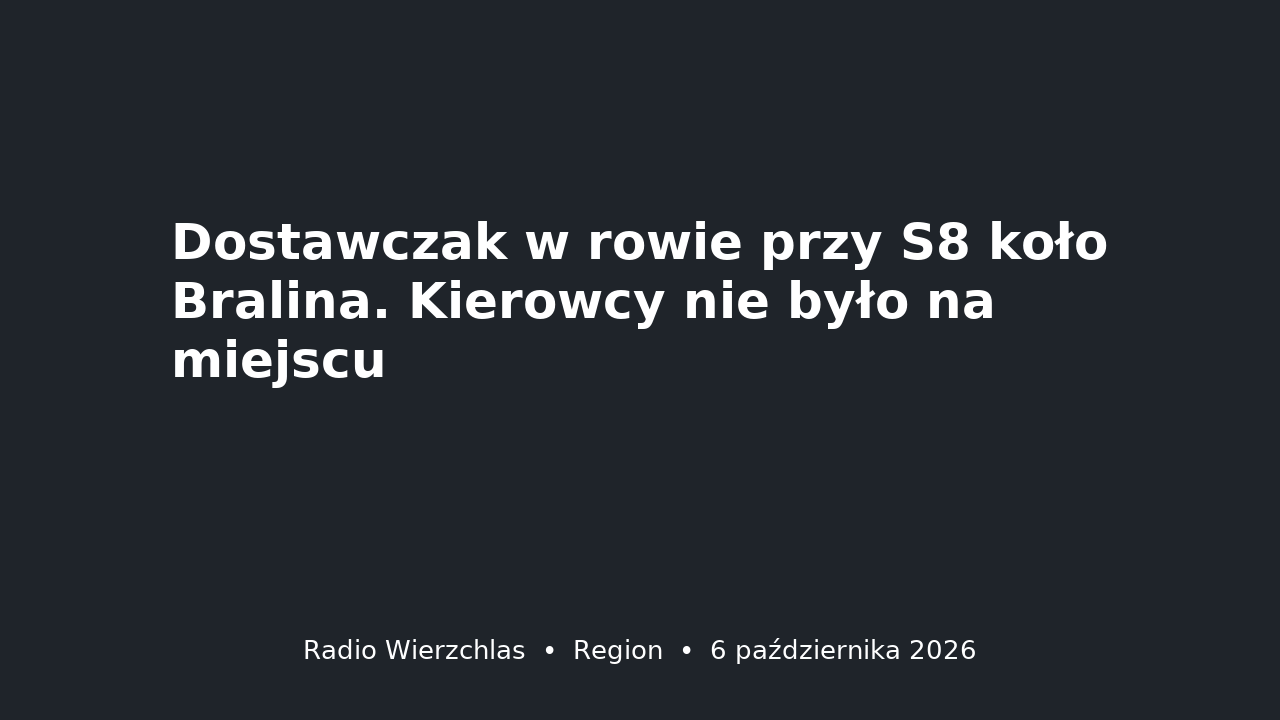 Grafika do aktualności: Dostawczak w rowie przy S8 koło Bralina. Kierowcy nie było na miejscu