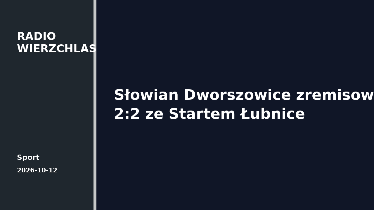Grafika informacyjna Radio Wierzchlas: Słowian Dworszowice zremisował 2:2 ze Startem Łubnice.