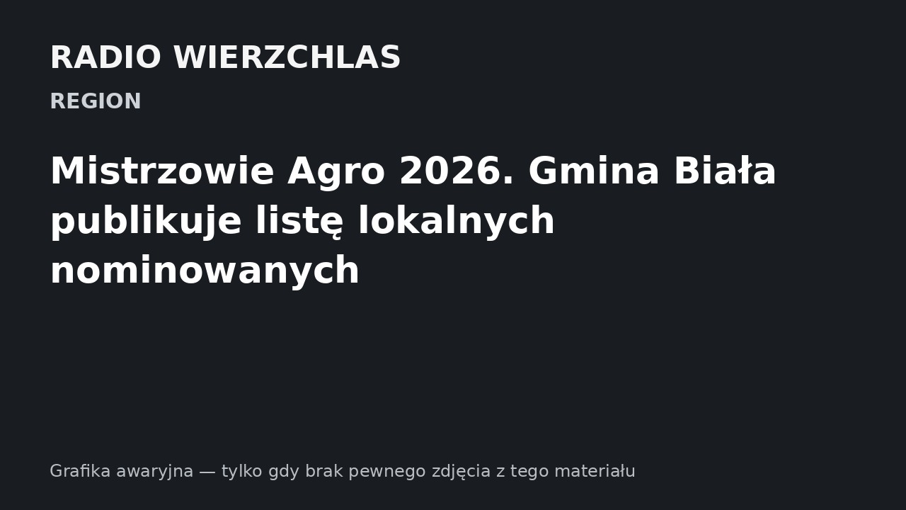 Mistrzowie Agro 2026. Gmina Biała publikuje listę lokalnych nominowanych