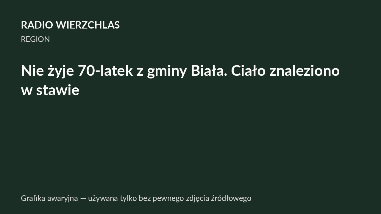 Nie żyje 70-latek z gminy Biała. Ciało znaleziono w stawie