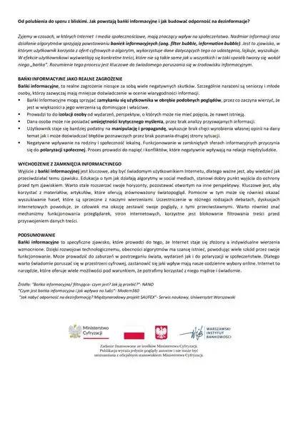 Grafika do informacji: Gmina Łubnice promuje materiały o rozpoznawaniu dezinformacji