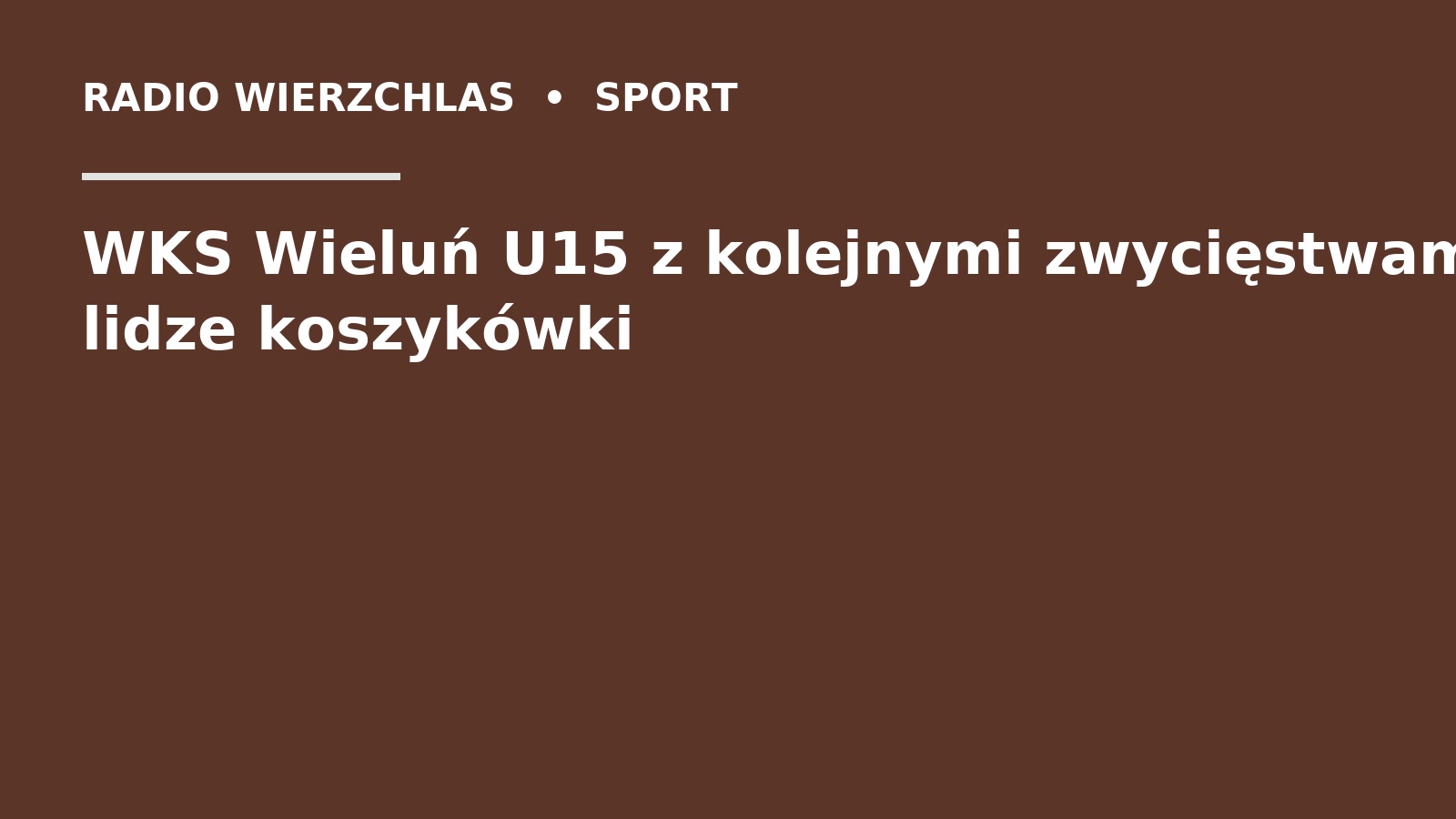 Grafika do informacji: WKS Wieluń U15 z kolejnymi zwycięstwami w lidze koszykówki
