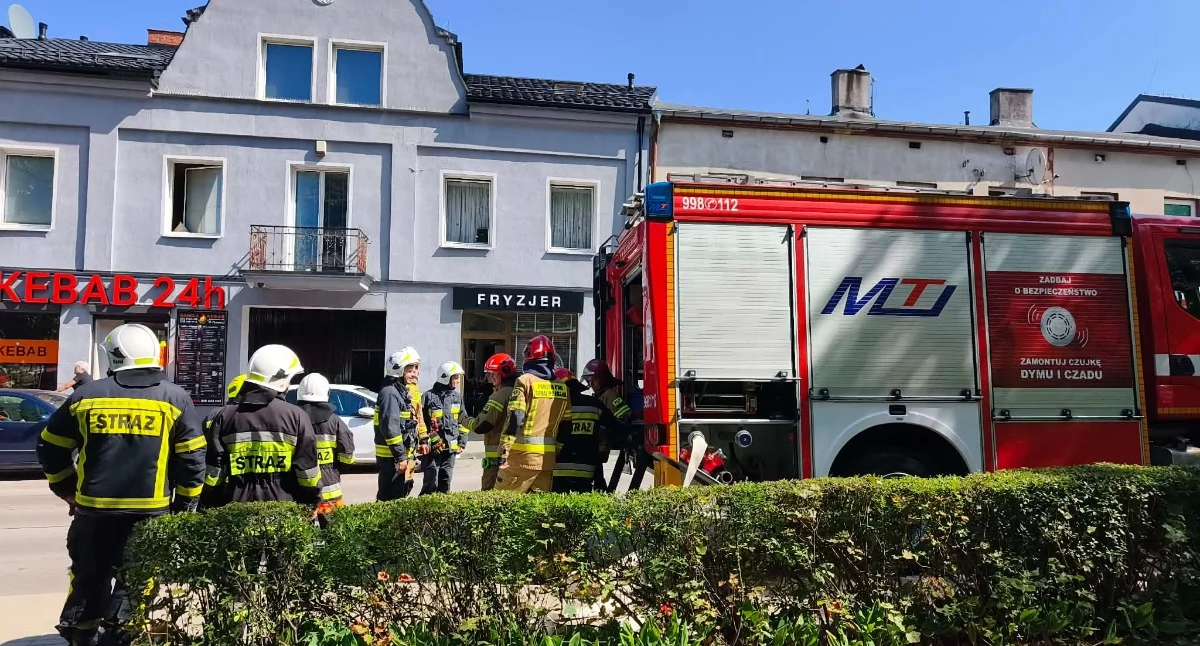 Pożar przy Krakowskim Przedmieściu w Wieluniu.