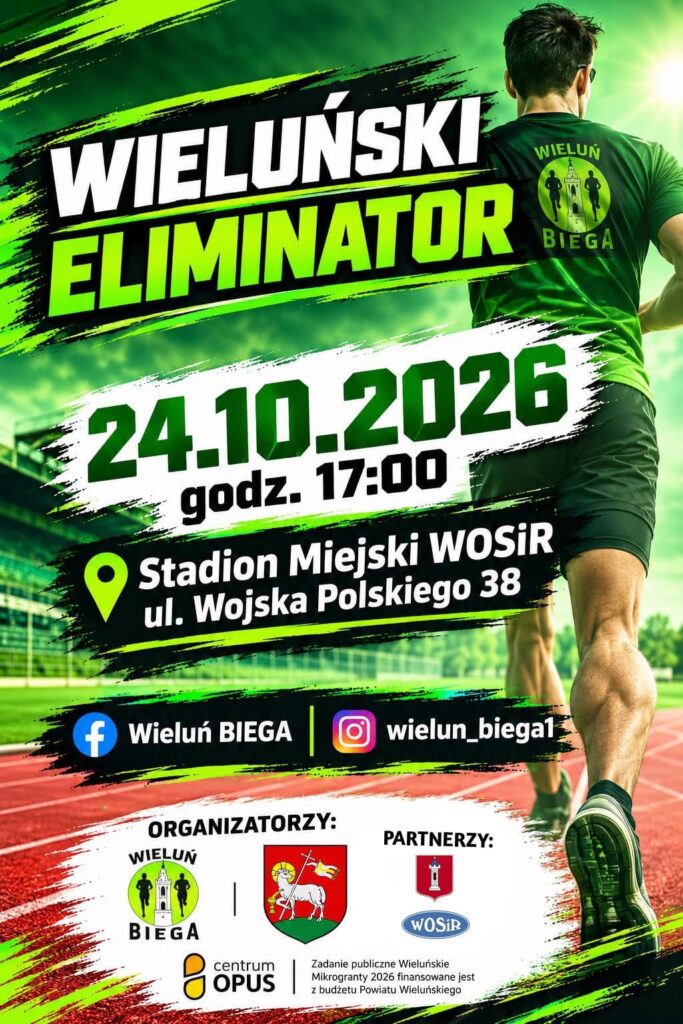 Wieluński Eliminator 2026 – oficjalny plakat zawodów 24 października o 17:00 w Wieluniu.