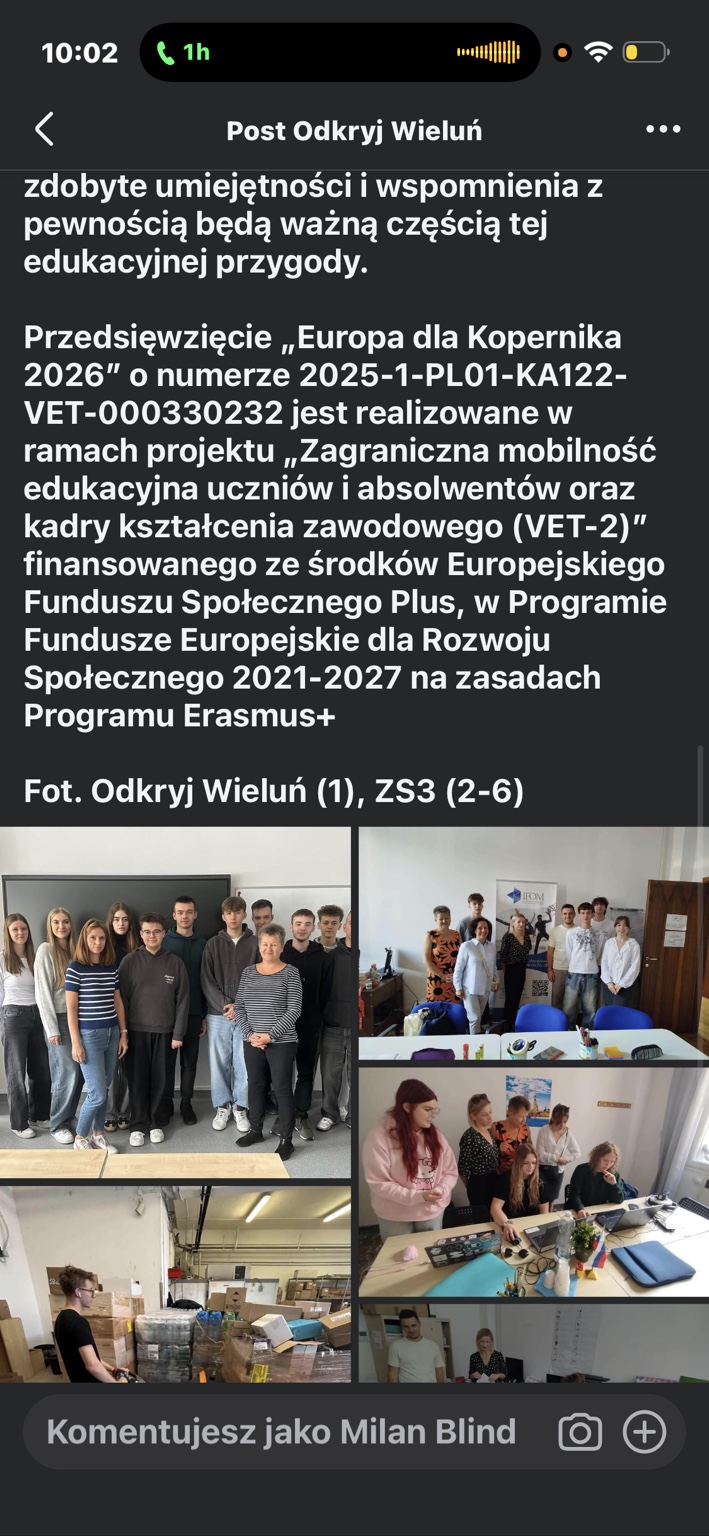 Uczniowie Zespołu Szkół nr 3 w Wieluniu przed wyjazdem na praktyki zawodowe do Bolonii.